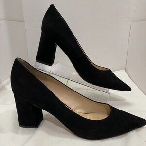 Marc Fisher LTD Black Suede Pointed Toe Block Heel Pumps Size 11M